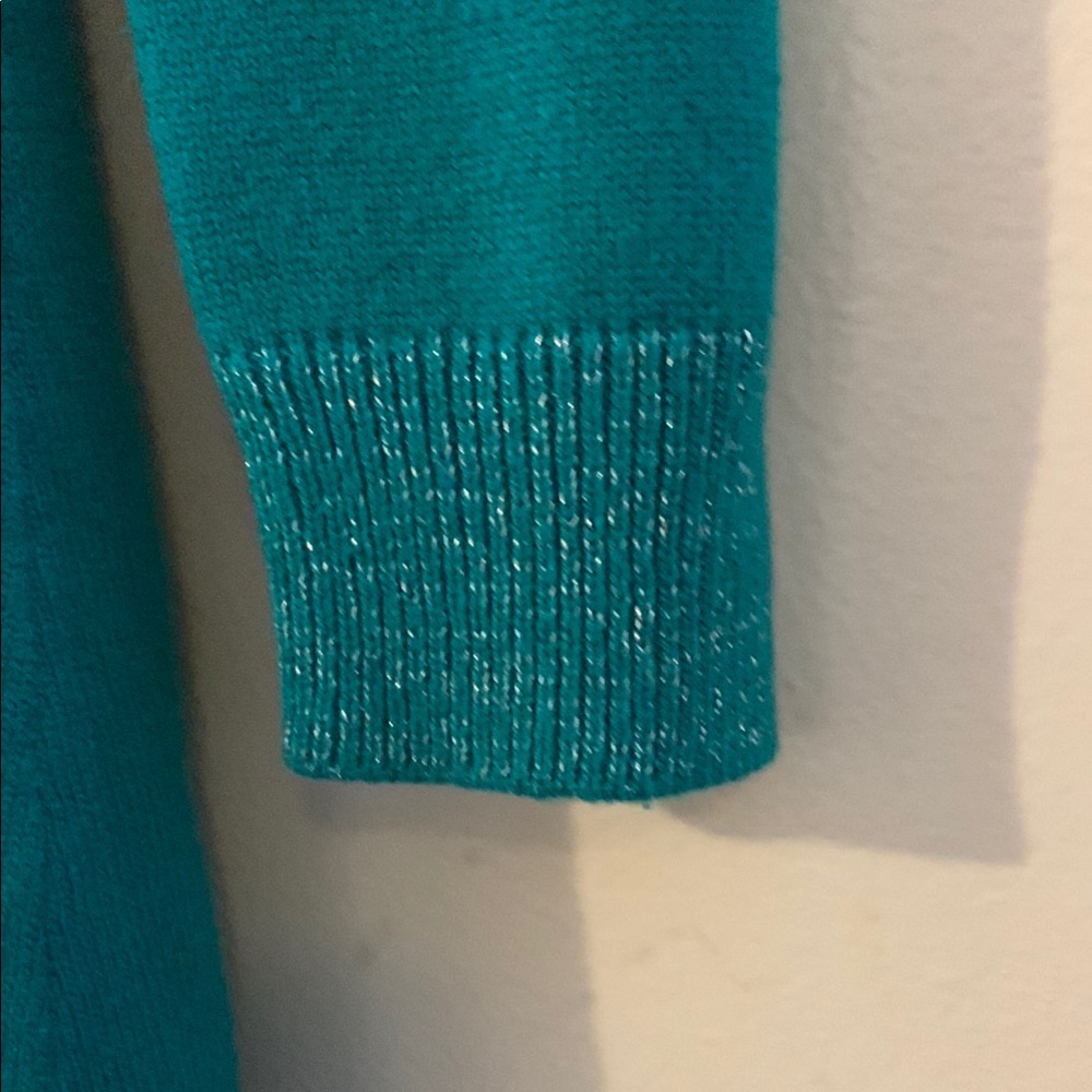 Guess - Studded Teal Knit Womens Dress Blouse Size Small Long Sleeve - Picture 4 of 8